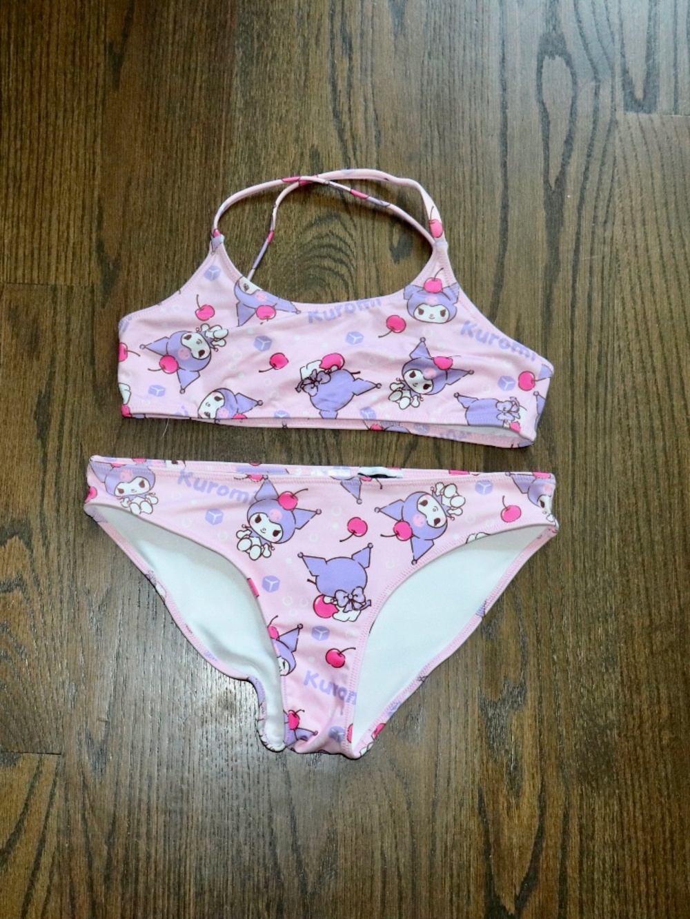 Zara Kids x Sanrio Kuromi Two-Piece Pink Ice Cube Cherry Bikini Swimsuit S 11-12